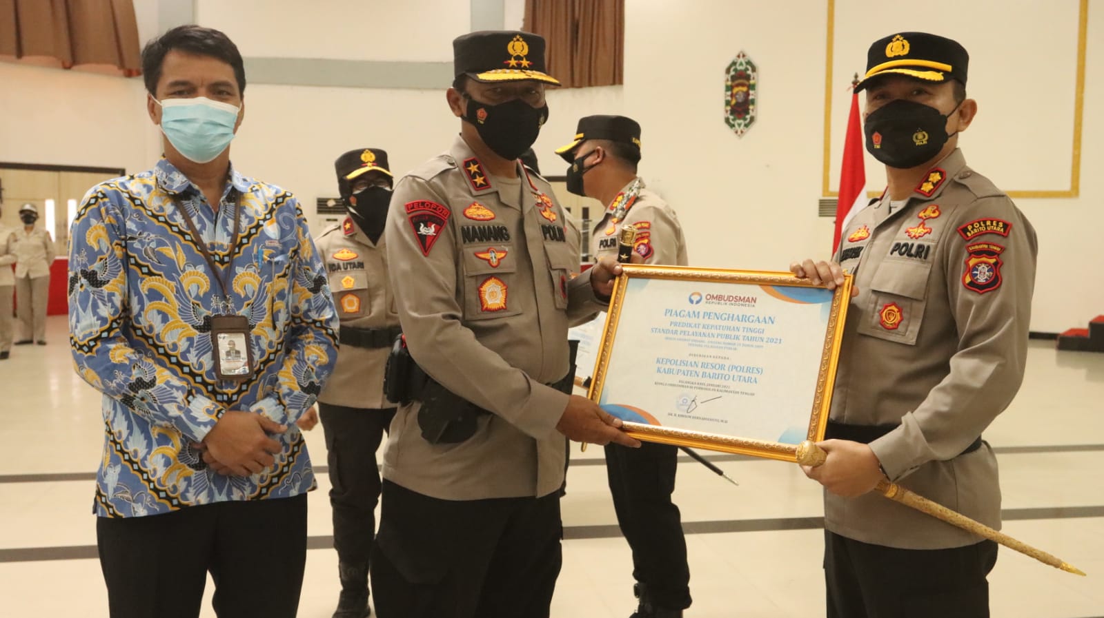4 Polres Jajaran Polda Kalteng Terima Penghargaan Ombudsman RI