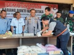 Forkopimda dan Polisi Musnahkan Narkoba Senilai Puluhan Milyar di Asahan