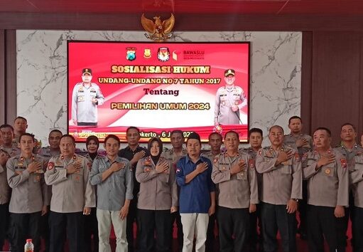 Polresta Mojokerto Kolaborasi dengan Bawaslu dan KPU Sosialisasi Hukum Pemilu 2024