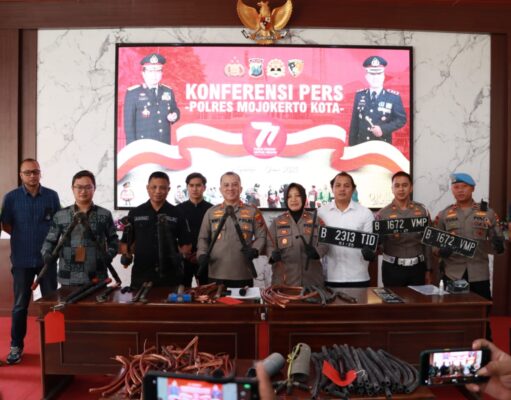 Beraksi di 42 Titik, Gercep Polresta Mojokerto Amankan Komplotan Pencuri Kabel