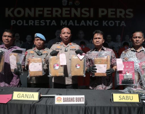 Polresta Malang Kota Kembali Berhasil Gagalkan Peredaran Narkoba Lima Tersangka Diamankan