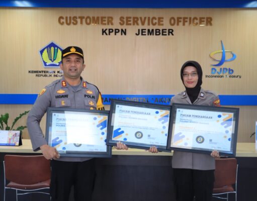 Polres Jember Raih Penghargaan Kinerja Satker Periode Semester I T.A. 2023 Oleh KPPN Jember