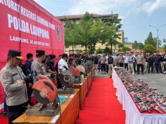 Pemusnahan Ratusan Senpi Rakitan dan Amunisi Ilegal Oleh Polda Lampung
