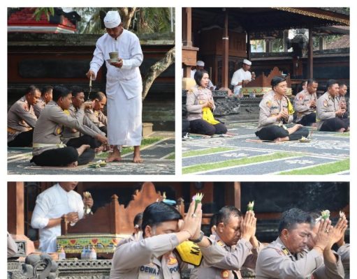 Personil Polres Jembrana Beragama Hindu Bersama Kapolres Laksanakan Kegiatan Binrohtal