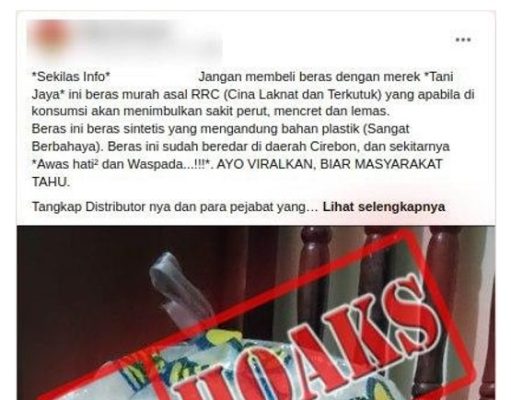Hoax! Beras Sintetis Beracun dari Cina Beredar di Wilayah Cirebon