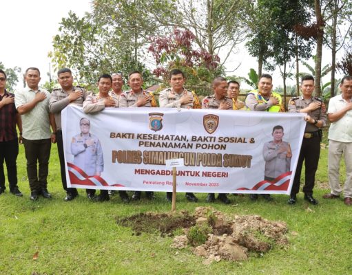 Polres Simalungun Gelar Bakti Sosial dan Penanaman 100 Pohon, Jelang Rakor SDM Polri 2023