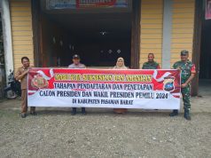 Polres Pasaman Barat Pasang Ratusan Spanduk Dalam Mensukseskan Pemilu Damai