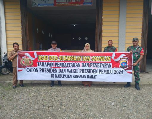 Polres Pasaman Barat Pasang Ratusan Spanduk Dalam Mensukseskan Pemilu Damai