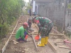 Manunggal Dengan Rakyat, Babinsa Koramil Panggungrejo Bantu Pembangunan Di Wilayah Binaannya