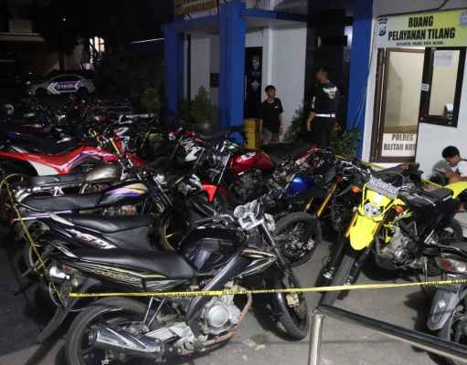Polresta Blitar Amankan 36 Motor Knalpot Brong dalam Razia Minggu Dini Hari