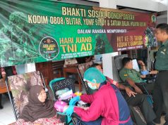 Sambut Hari Juang TNI AD Ke – 78 Dan HUT Ke – 75 Kodam V/Brw Tahun 2023, Kodim 0808/Blitar Gelar Bhakti Sosial Donor Darah