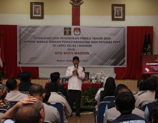 Sinergitas Polresta Madiun Bersama Lapas Kelas I Madiun Sosialisasikan Pemilu Damai 2024