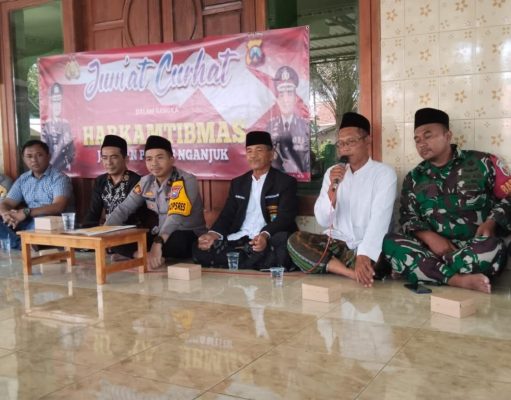 Jum’at Curhat : Polres Nganjuk Ajak Jamaah untuk Ciptakan Pemilu Damai