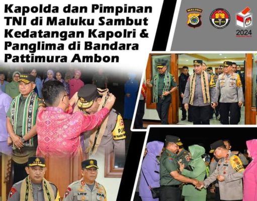 Kapolda dan Pimpinan TNI di Maluku Sambut Kedatangan Kapolri & Panglima di Bandara Pattimura Ambon