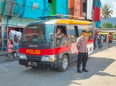 Satgas Preemtif OMB Polresta Ambon Gelar Kamtibmas Jelang Pemilu Damai Di Terminal Mardika