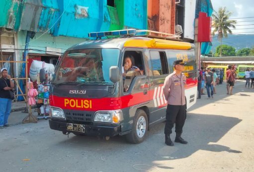 Satgas Preemtif OMB Polresta Ambon Gelar Kamtibmas Jelang Pemilu Damai Di Terminal Mardika