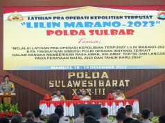 Latihan Pra Operasi Lilin Marano 2023, Kapolda Sulbar: “Kita Samakan Persepsi untuk Wujudkan Perayaan Nataru yang Kondusif”