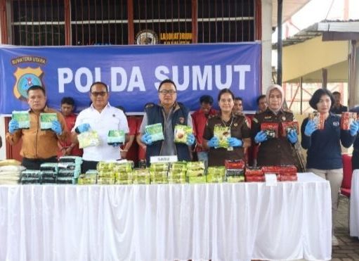 Polda Sumut Musnahkan 57,77 Kg Sabu dan 10 Kg Ganja, Selamatkan Ratusan Ribu Masyarakat