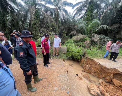 Kapolres Dharmasraya dan Forkopimda Tinjau Dampak Banjir dan Longsor