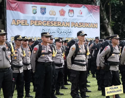 Polres Metro Depok Gelar Apel Pergeseran Pasukan Pengamanan TPS Pemilu 2024