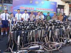 Polres Gianyar Amankan Ratusan Knalpot Brong