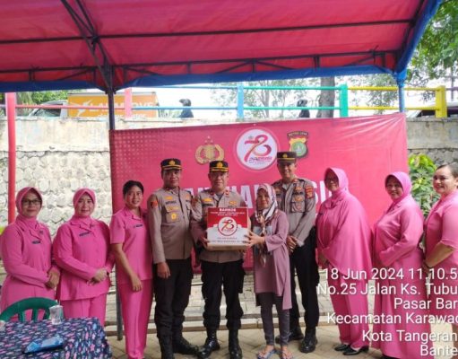 Sambut HUT Bhayangkara Ke-78 Polres Metro Tangerang Kota Gelar Baksos dan Pelayanan Kesehatan di Karawaci