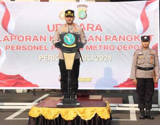 Kapolres Metro Depok Pimpin Langsung Upacara Kenaikan Pangkat 50 Personel
