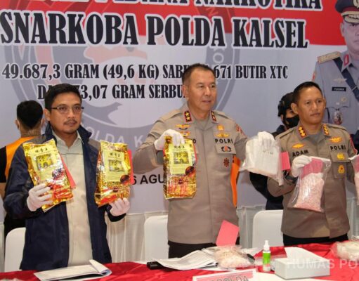 Polda Kalsel Gagalkan Peredaran 50 Kg Sabu dan 15.671 Butir XTC Jaringan Internasional