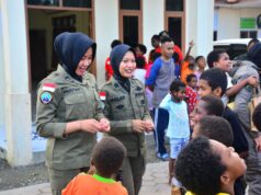 Polwan Satgas Ops Damai Cartenz-2024 di Timika Rayakan HUT ke-76 Dengan Bakti Sosial