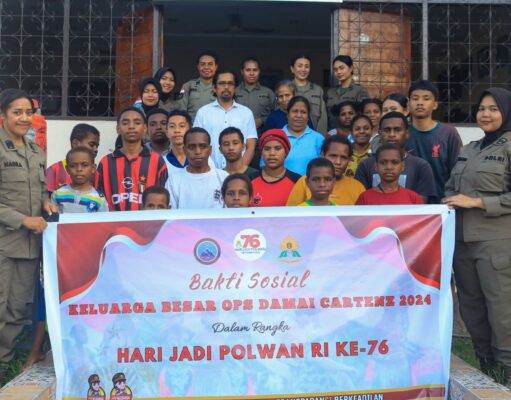 Polwan Satgas Ops Damai CartenZ-2024 Wilayah Jayapura Gelar Baksos Dalam Rangka Hari Jadi Polwan