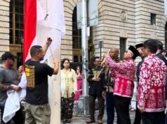 Bendera Merah Putih Dikibarkan di Bowling Green Park New York