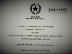 Presiden Joko Widodo Sahkan UU 61/2024 tentang Perubahan UU 39/2008 tentang Kementerian Negara