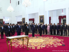 Presiden Prabowo Subianto Lantik Menteri Kabinet Merah Putih, di Istana Negara, Jakarta