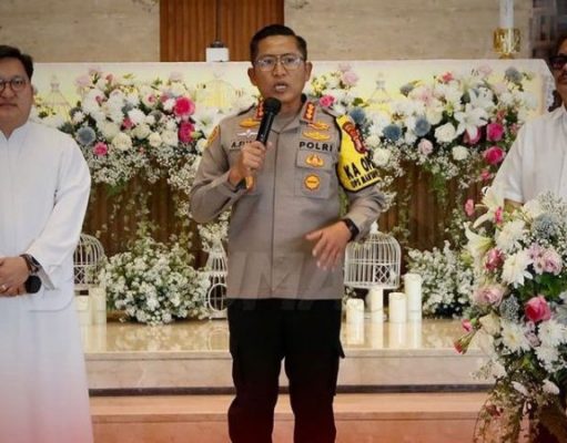 Kegiatan Minggu Kasih Bersama Kapolres Metro Jakarta Utara di Gereja Katolik Regina Caeli