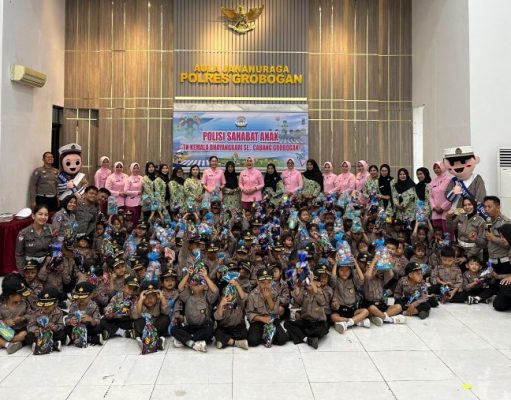 Sat Lantas Polres Grobogan Terima Kunjungan TK Bhayangkari, Polisi Sahabat Anak