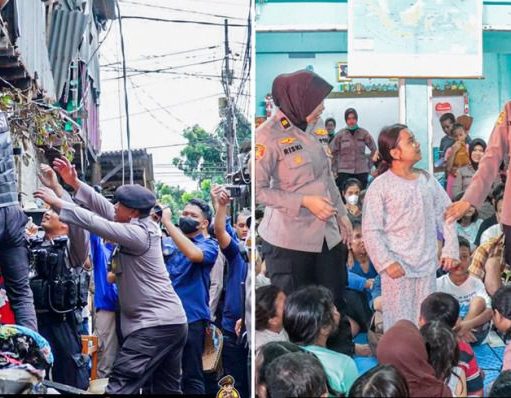 Polres Jakpus Bantu Warga Bersihkan Sisa Kebakaran dan Berikan Trauma Healing