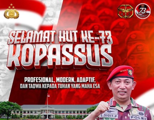 Kagumi Prestasi Prajurit Baret Merah, Kapolri Ucapkan Selamat HUT ke-73 Kopassus