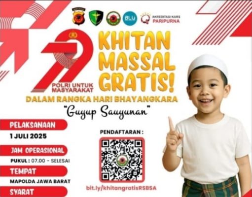 Polda Jabar Rayakan HUT Bhayangkara ke-79 dengan Sunat dan Cek Kesehatan Gratis untuk Masyarakat