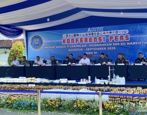 Sejak Periode Agustus-September 2025, BNN Sita Setengah Ton Narkotika dari 11 Jaringan