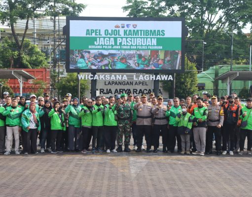 Kapolres Pasuruan Pimpin Langsung Apel Akbar Kebangsaan Ojol Indonesia 2025 Yang Diikuti Ratusan Ojol