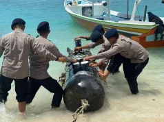 Benda Diduga Torpedo di Perairan Gili Trawangan Diamankan Gegana Brimob Polda NTB