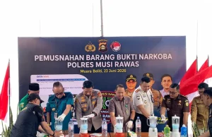 Polda Sumsel Musnahkan Barang Bukti Sabu dan Ekstasi Di Musi Rawas