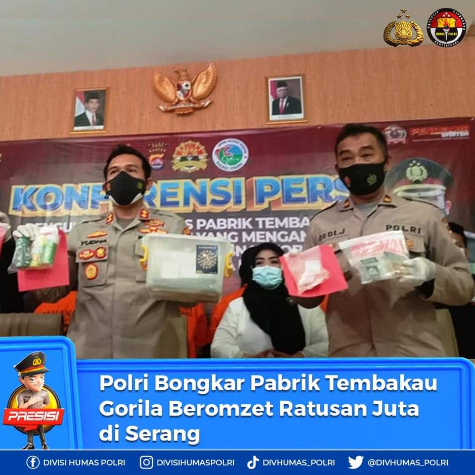 Polri Bongkar Pabrik Tembakau Gorila Beromzet Ratusan Juta di Serang