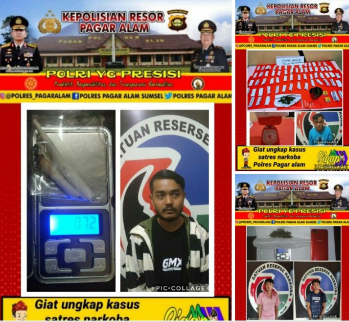 Polres Pagar Alam Amankan 4 Tersangka Pemuja Ganja
