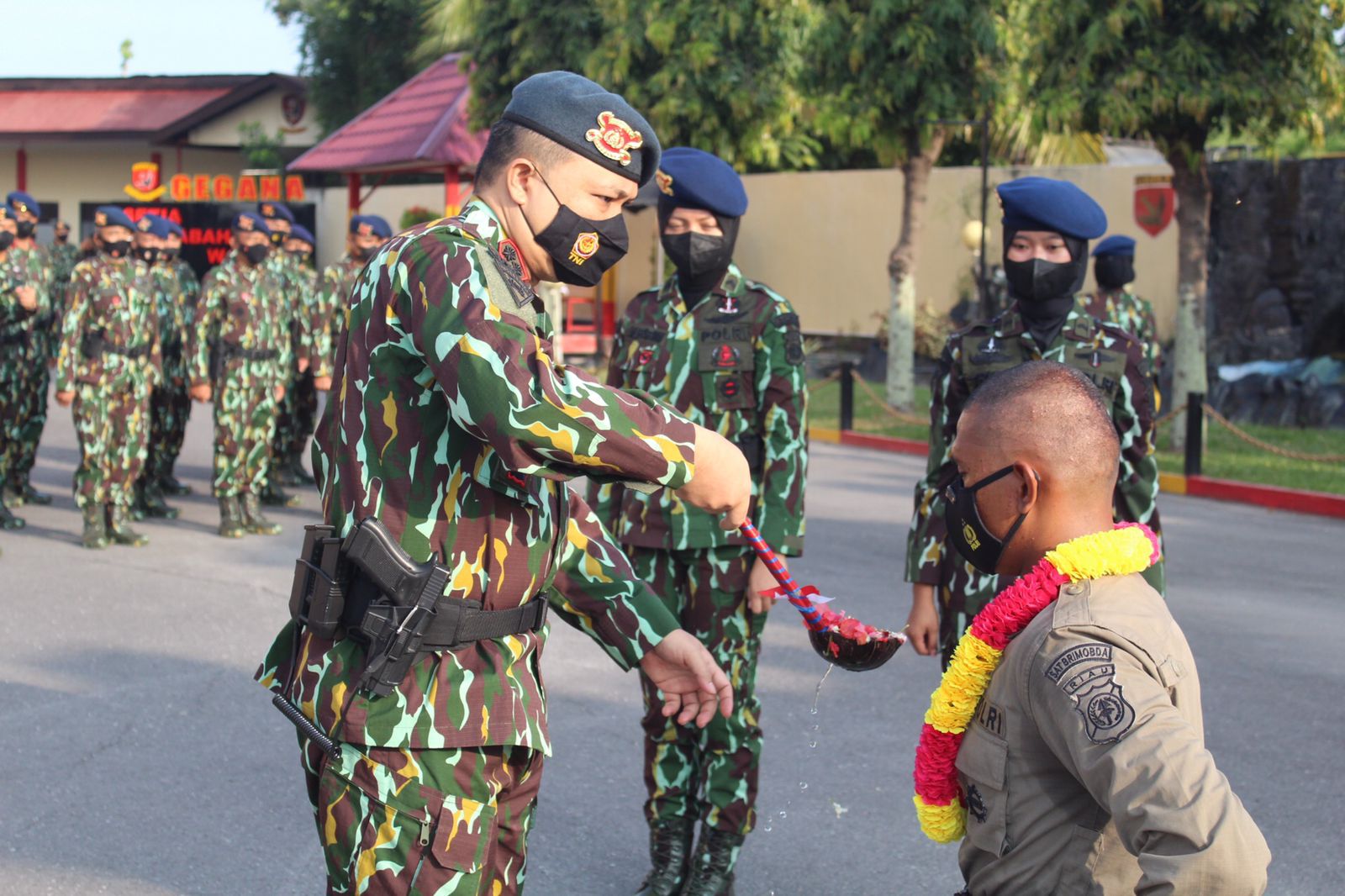 Penyambutan Personel Bintara dan Tamtama Baru Memperkuat Satuan Humala Silalahi Harimau Kampar