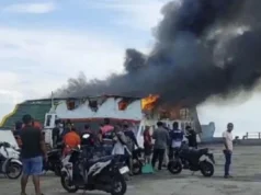 Akibat Arus Pendek Kapal Motor Penyebrangan Terbakar di Bengkalis