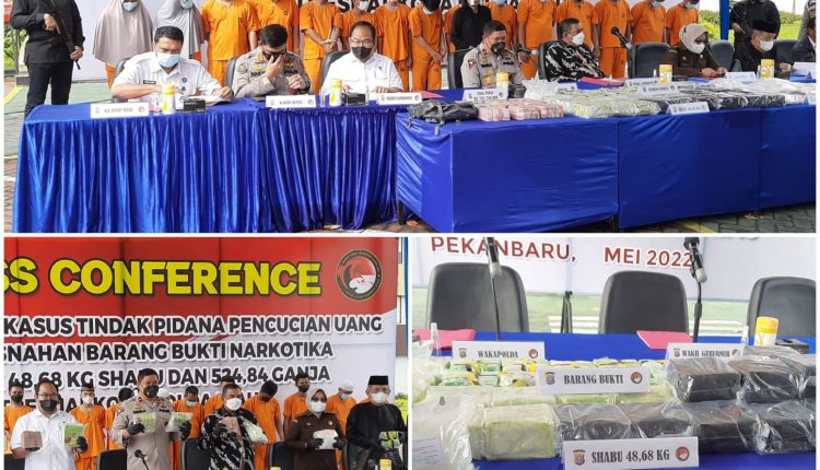 Polda Riau Musnahkan 48,68 KG Sabu, 14 Pelaku Digulung