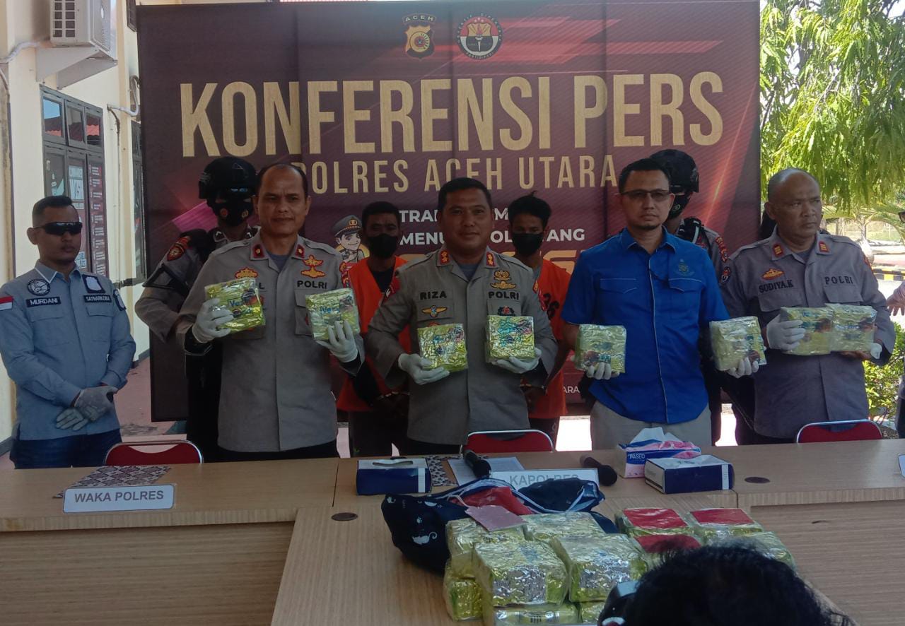 Polres Aceh Utara Gagalkan Penyelundupan 21,4 Kg Sabu dan 163 Ribu Butir Ekstasi