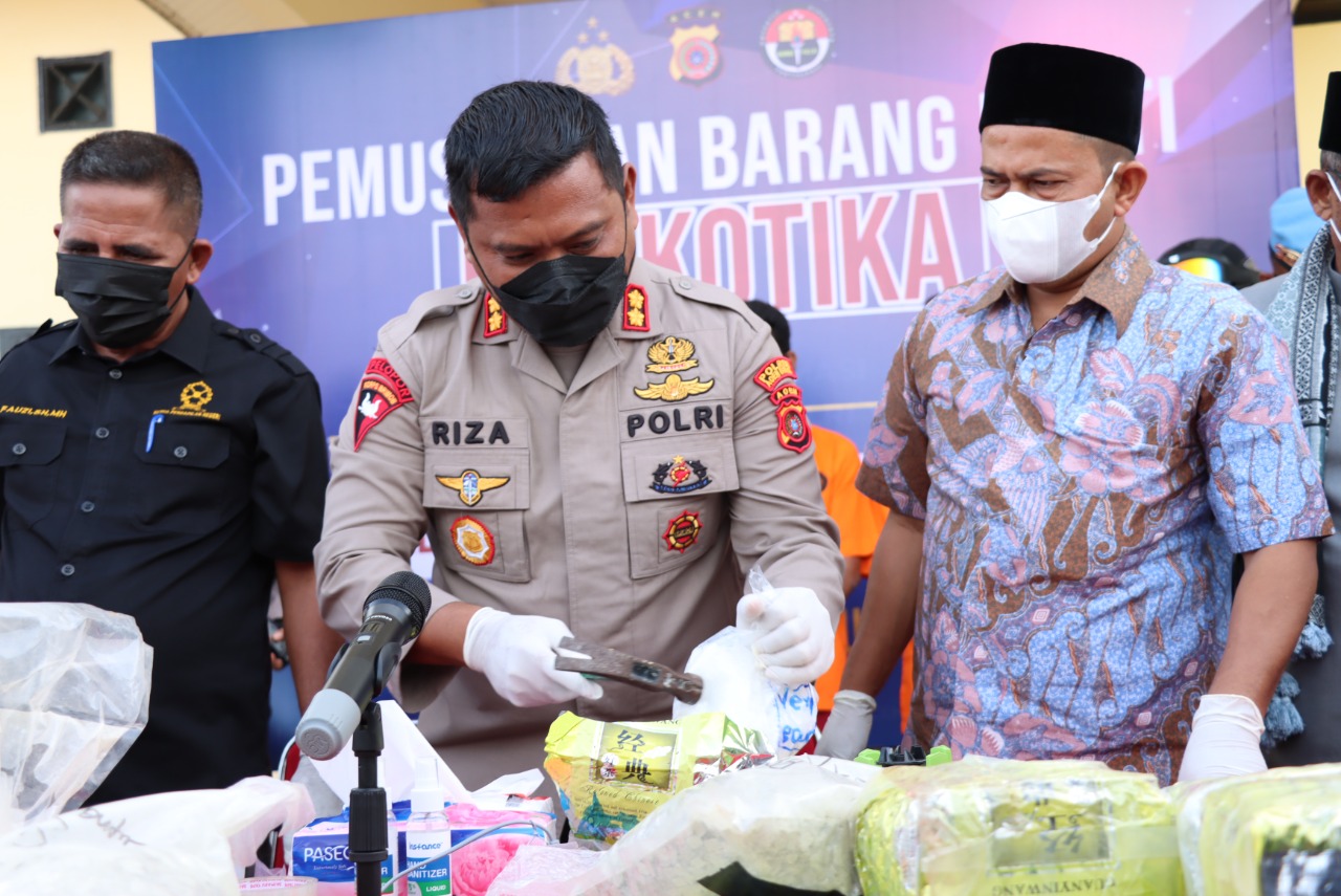 Kedepankan Transparansi, Polres Aceh Utara Gelar Pemusnahan Barang Bukti Narkotika
