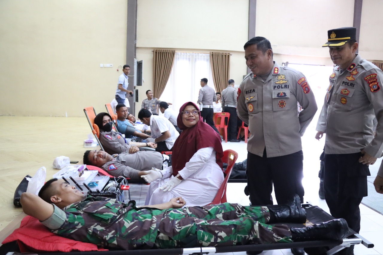 Sambut HUT Humas Polri Ke -71, Polres Aceh Utara Gelar Kegiatan Donor Darah